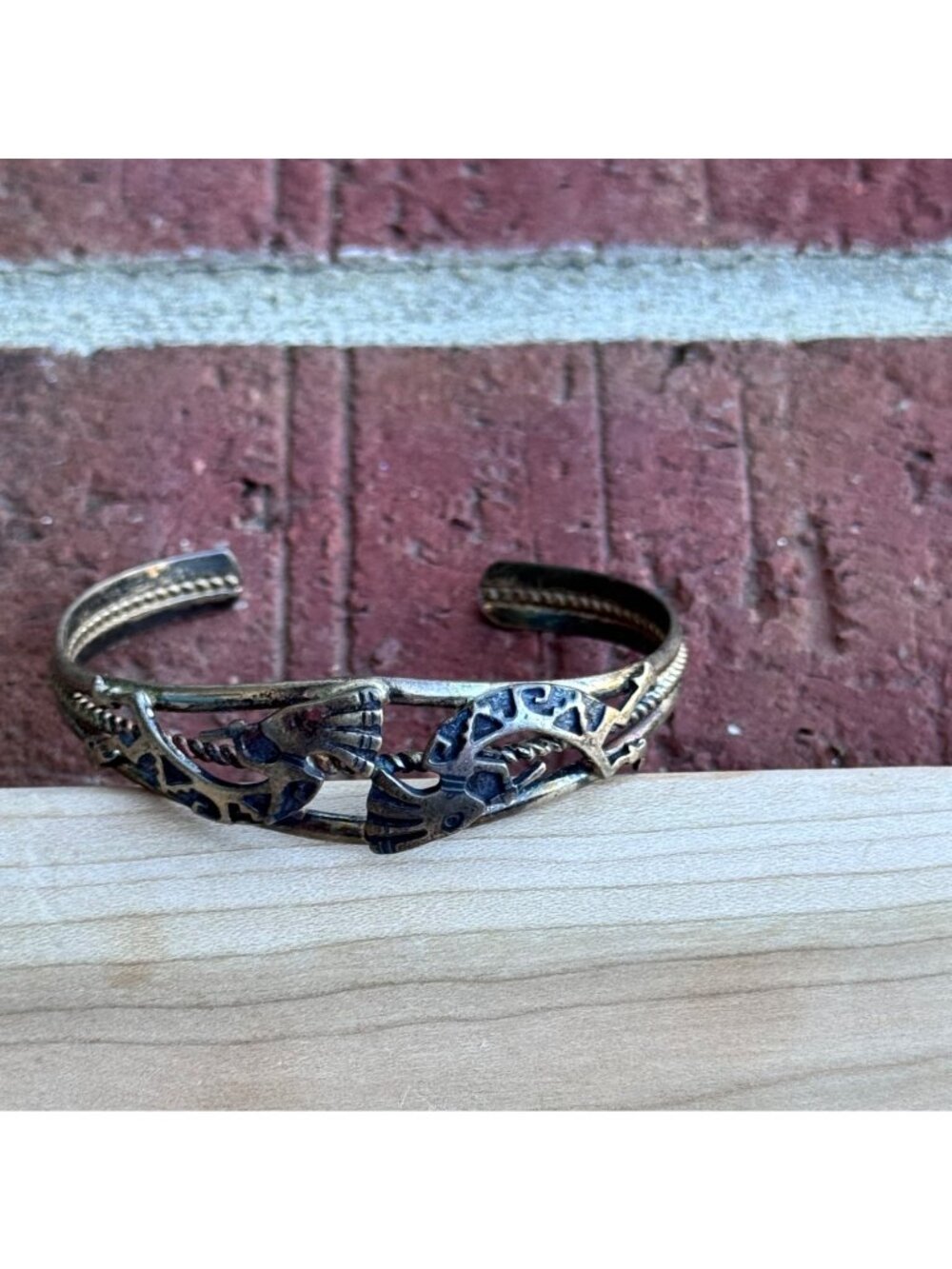 Native American Sterling Silver Overlay Bird Cuff Bracelet 5.25” 13.75g